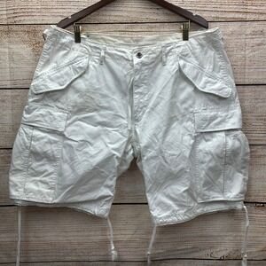 Polo Ralph Lauren White Cotton Cargo Shorts‎ Size 40 Drawstring Waist Pockets